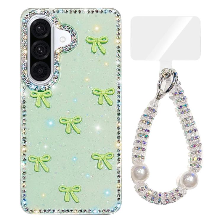For Samsung Galaxy A56 5G Sparkling IMD Colorful Bow Phone Case with Bracelet