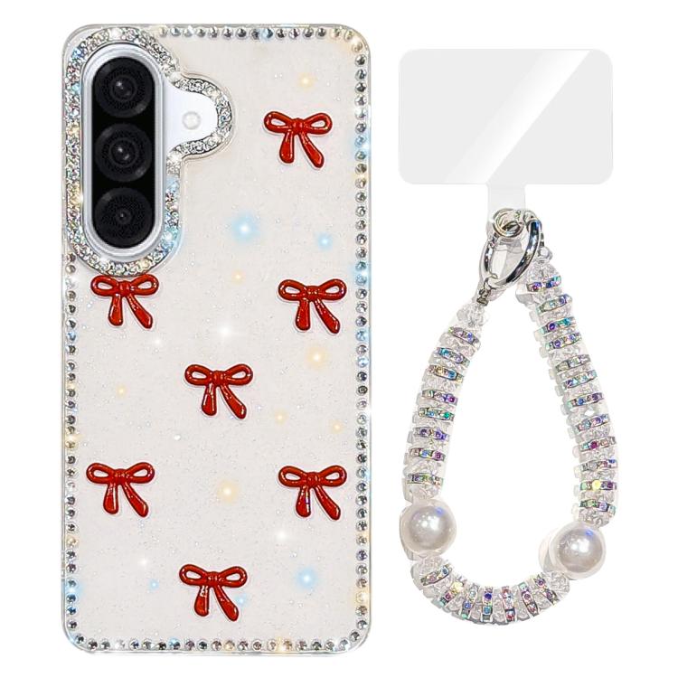 For Samsung Galaxy A57 5G Sparkling IMD Colorful Bow Phone Case with Bracelet