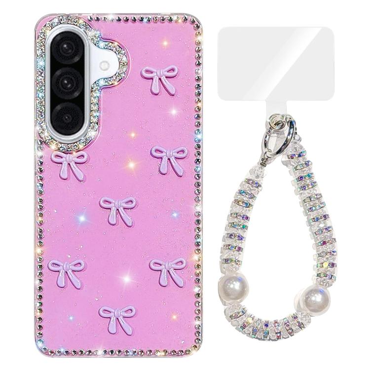 For Samsung Galaxy A57 5G Sparkling IMD Colorful Bow Phone Case with Bracelet