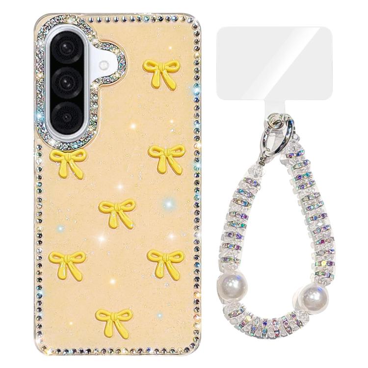 For Samsung Galaxy A57 5G Sparkling IMD Colorful Bow Phone Case with Bracelet