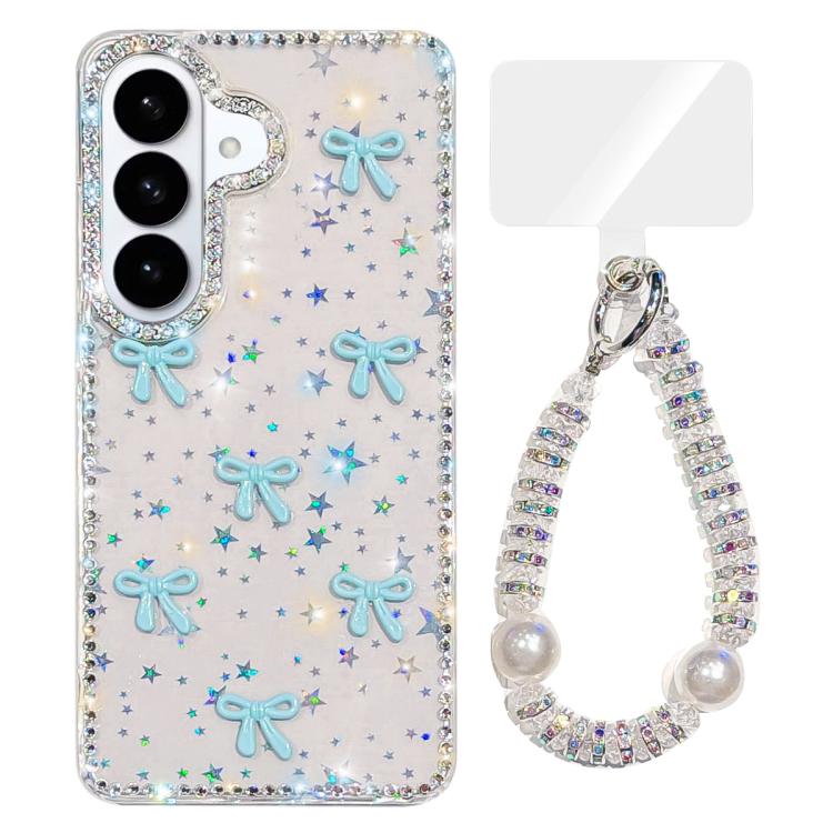 For Samsung Galaxy S26 5G Sparkling IMD Colorful Bow Phone Case with Bracelet