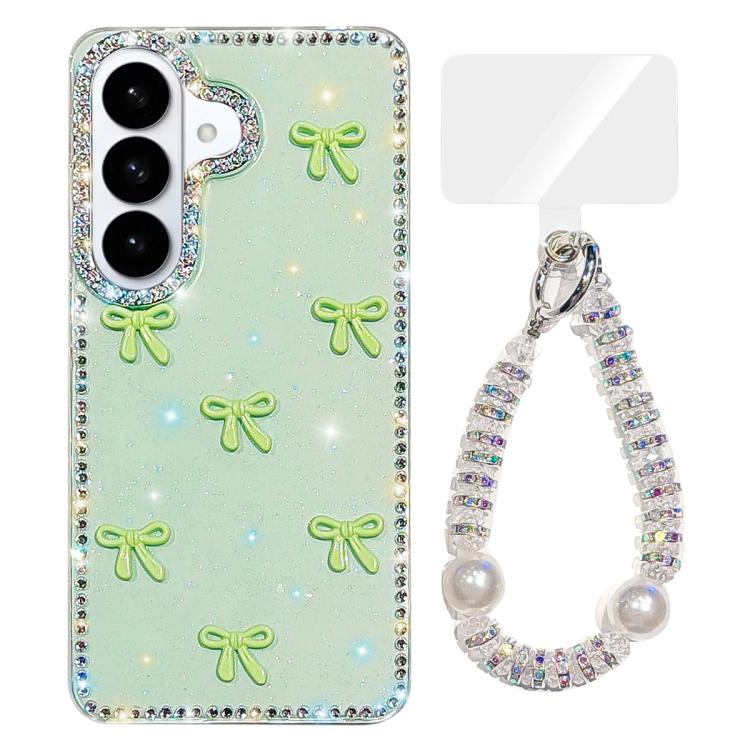 For Samsung Galaxy S26 5G Sparkling IMD Colorful Bow Phone Case with Bracelet