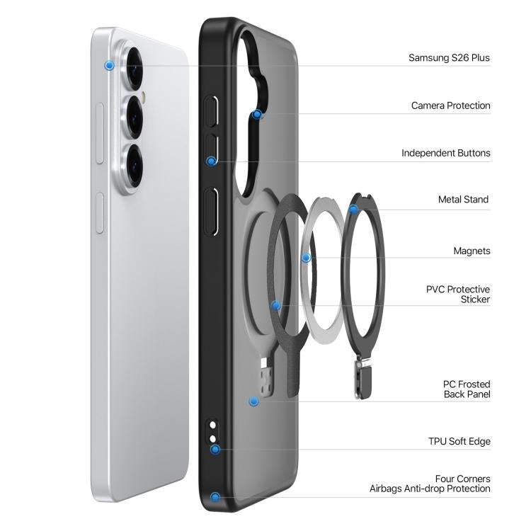 For Samsung Galaxy S26+ 5G DUX DUCIS Yind Series MagSafe TPU Hybrid PC Phone Case with Stand