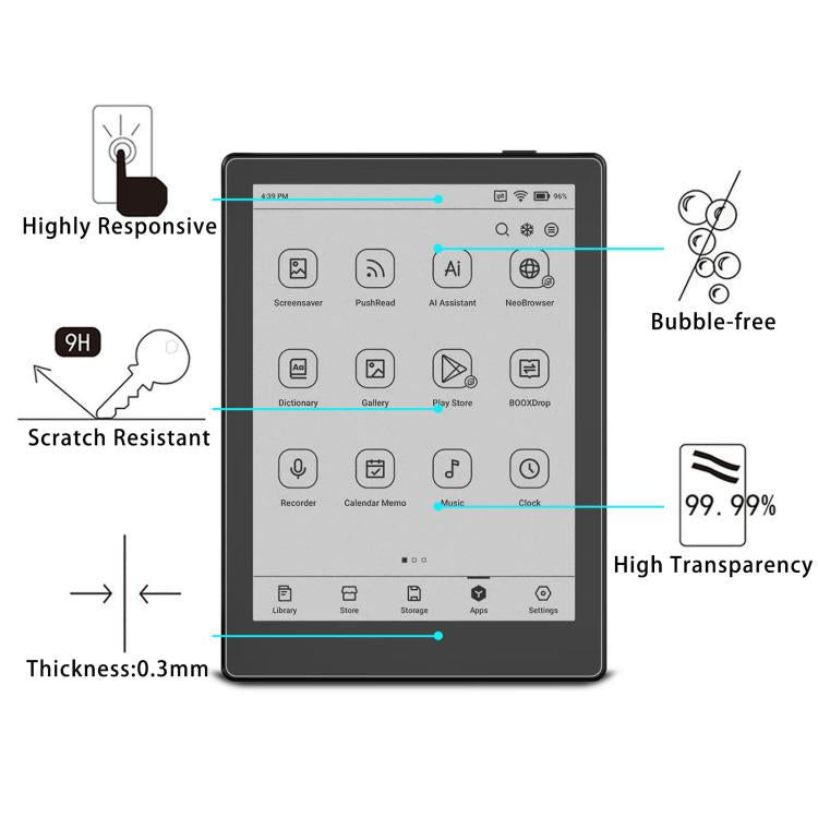 For BOOX Go 6 Elnk 6.0 25pcs 9H 0.3mm Explosion-proof Tempered Glass Film