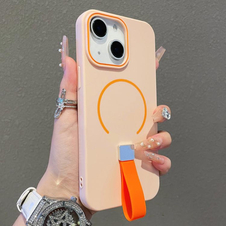 For iPhone 13 Skin-feel Magnetic TPU Phone Case with Silicone Strap