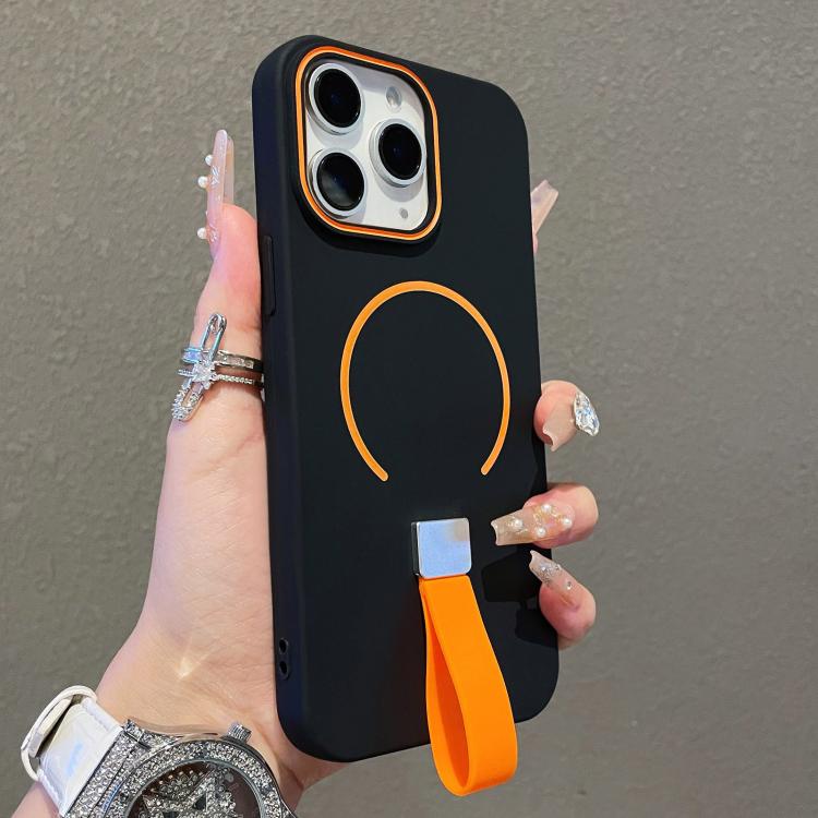 For iPhone 11 Pro Max Skin-feel Magnetic TPU Phone Case with Silicone Strap