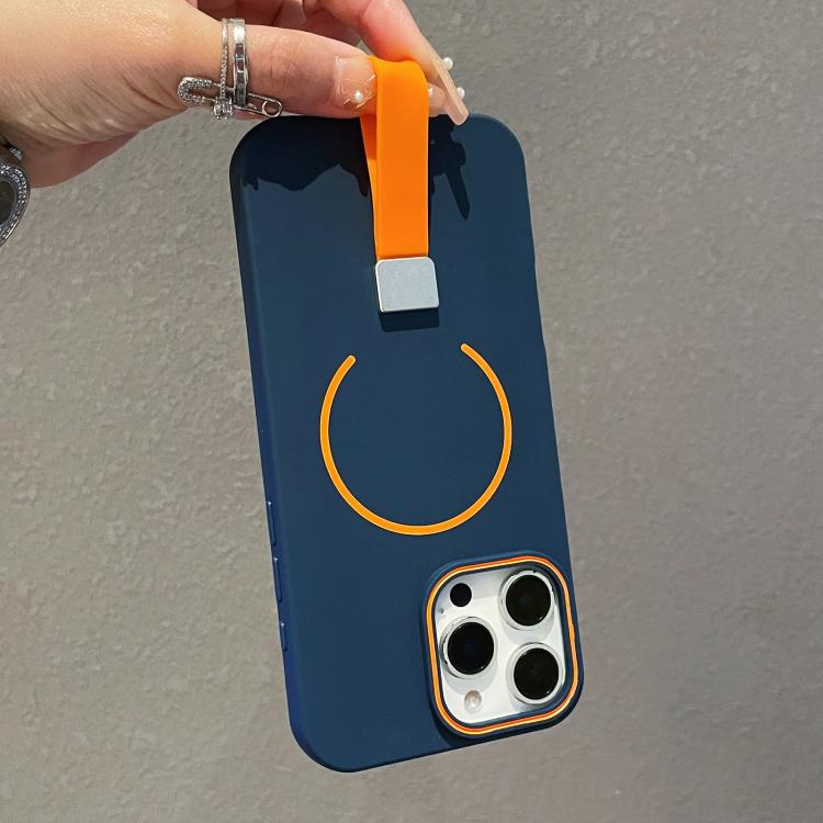 For iPhone 13 Pro Skin-feel Magnetic TPU Phone Case with Silicone Strap