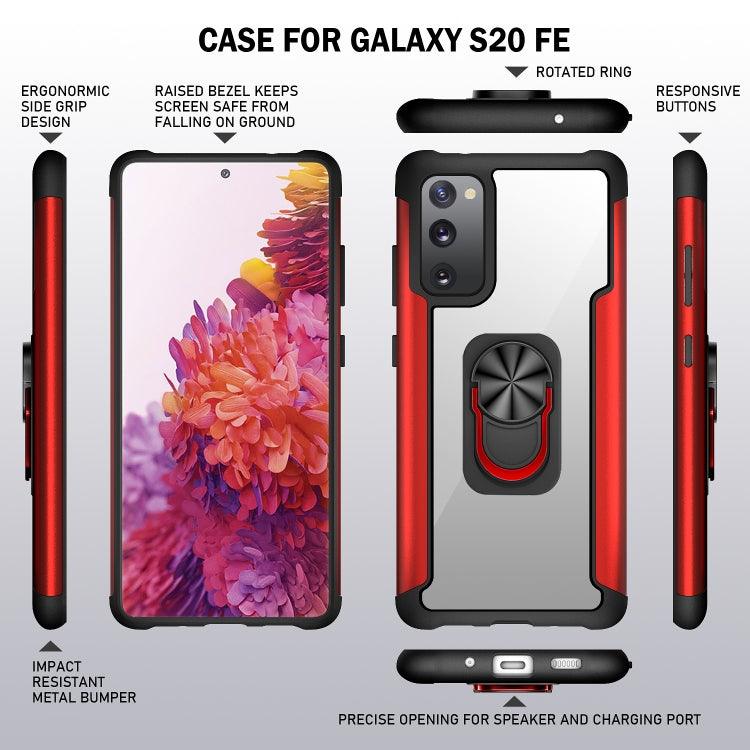 For Samsung Galaxy S20 FE R-JUST PC +TPU + Metal Shockproof Protective Case with Ring Holder