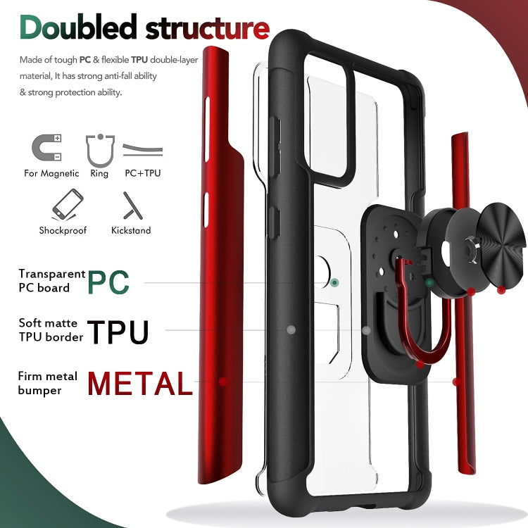 For Samsung Galaxy S20 FE R-JUST PC +TPU + Metal Shockproof Protective Case with Ring Holder
