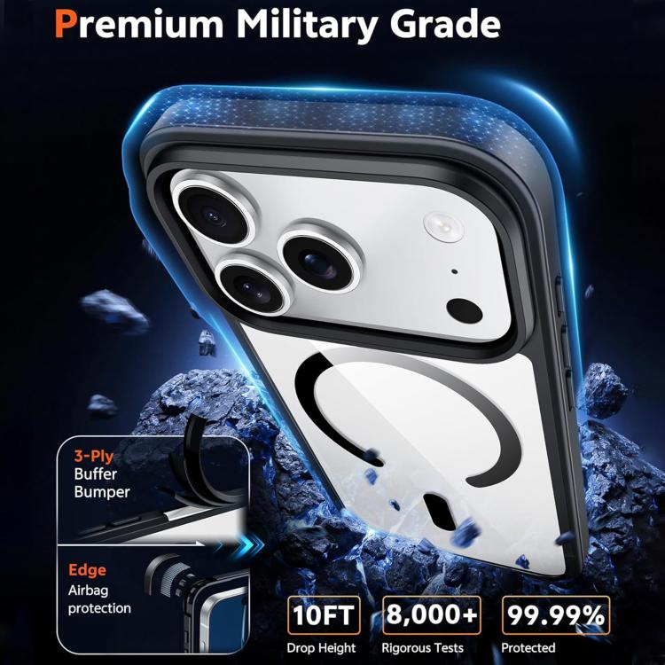 For iPhone 17 Pro Max XDcase JINDUN Clear Cover Independent Metal Button Magnetic Phone Case