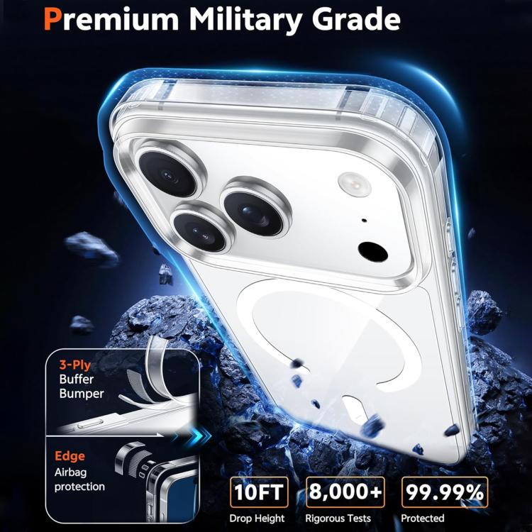 For iPhone 17 Pro Max XDcase JINDUN Clear Cover Independent Metal Button Magnetic Phone Case