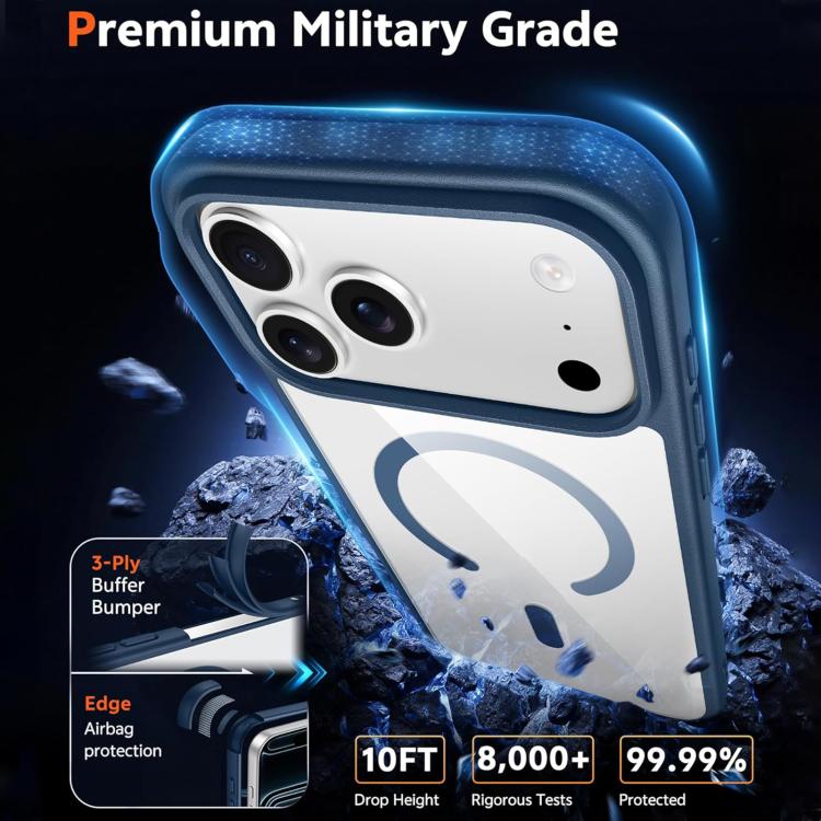 For iPhone 17 Pro Max XDcase JINDUN Clear Cover Independent Metal Button Magnetic Phone Case