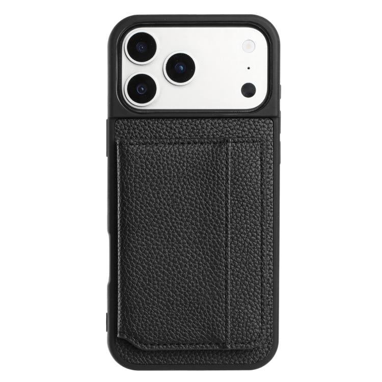 For iPhone 17 Pro Litchi Pattern Magnetic Card Bag Holder Phone Case
