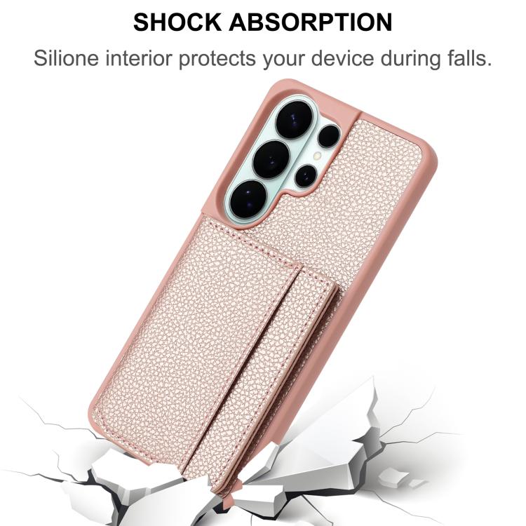 For Samsung Galaxy S26 Ultra 5G Litchi Pattern Magnetic Card Bag Holder Phone Case