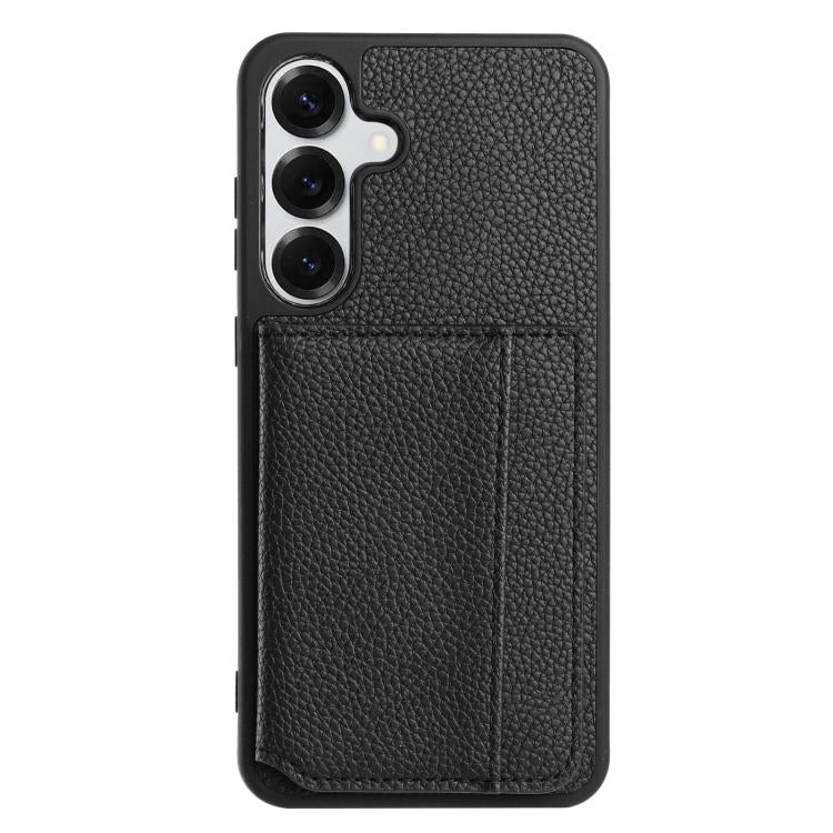 For Samsung Galaxy S26+ 5G Litchi Pattern Magnetic Card Bag Holder Phone Case