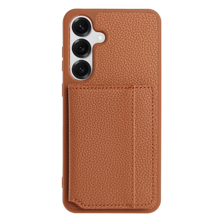 For Samsung Galaxy S26+ 5G Litchi Pattern Magnetic Card Bag Holder Phone Case