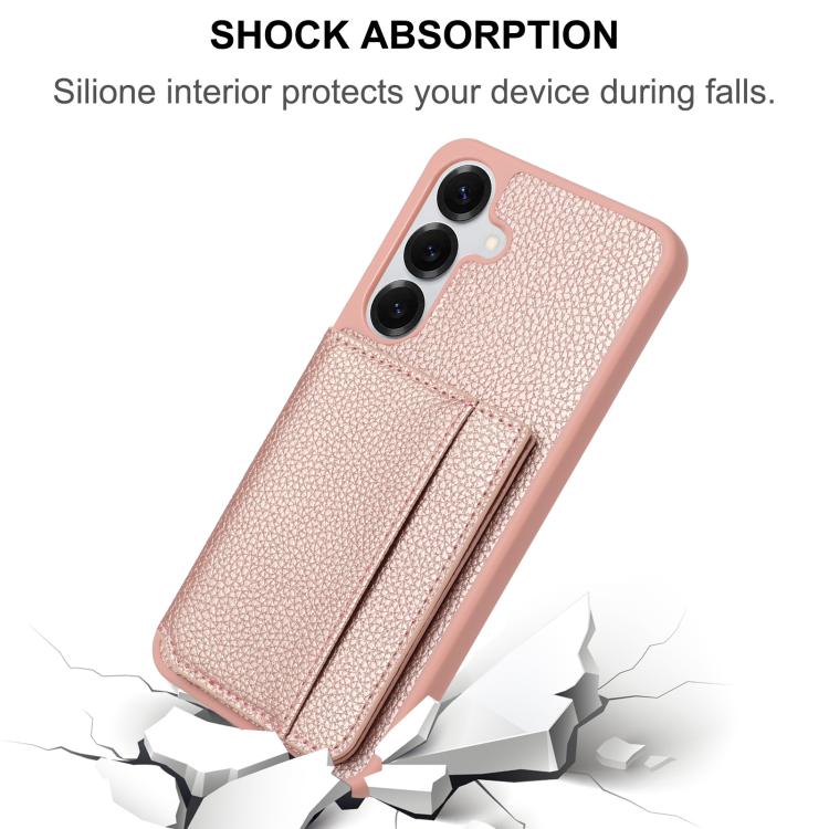 For Samsung Galaxy S26+ 5G Litchi Pattern Magnetic Card Bag Holder Phone Case