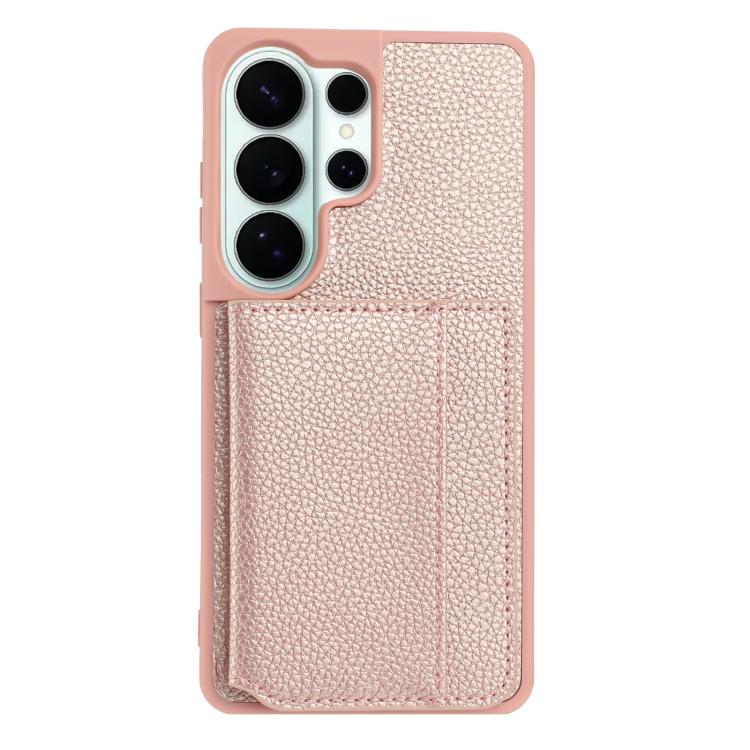 For Samsung Galaxy S25 Ultra 5G Litchi Pattern Magnetic Card Bag Holder Phone Case