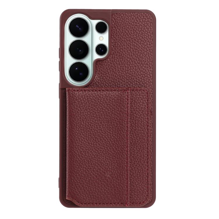 For Samsung Galaxy S24 Ultra 5G Litchi Pattern Magnetic Card Bag Holder Phone Case