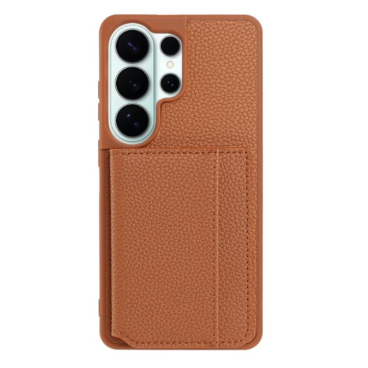 For Samsung Galaxy S24 Ultra 5G Litchi Pattern Magnetic Card Bag Holder Phone Case