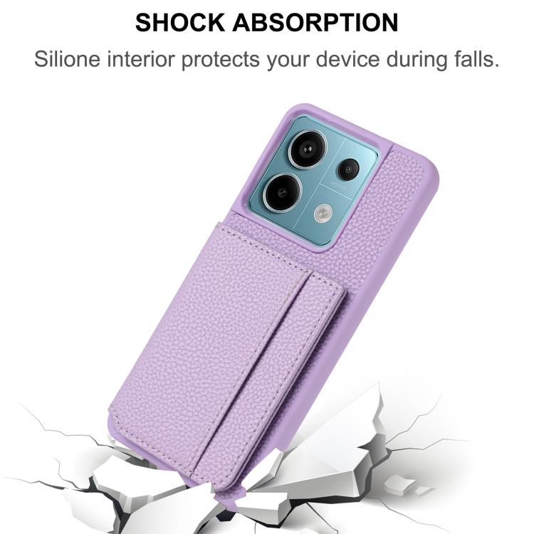 For Redmi Note 13 Pro 4G Global Litchi Pattern Magnetic Card Bag Holder Phone Case