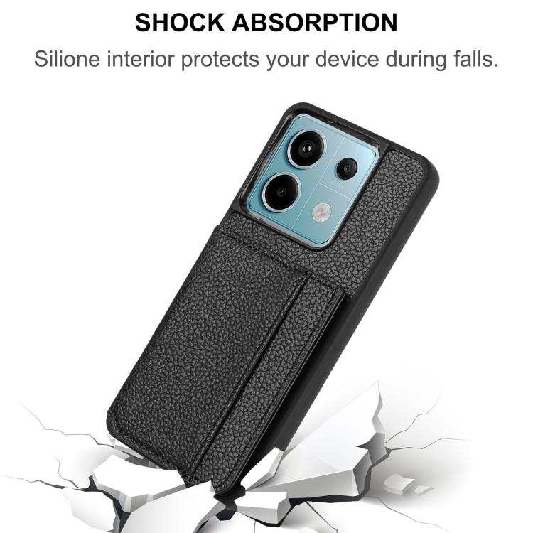 For Redmi Note 13 Pro 4G Global Litchi Pattern Magnetic Card Bag Holder Phone Case