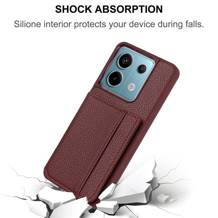 For Redmi Note 13 Pro 4G Global Litchi Pattern Magnetic Card Bag Holder Phone Case