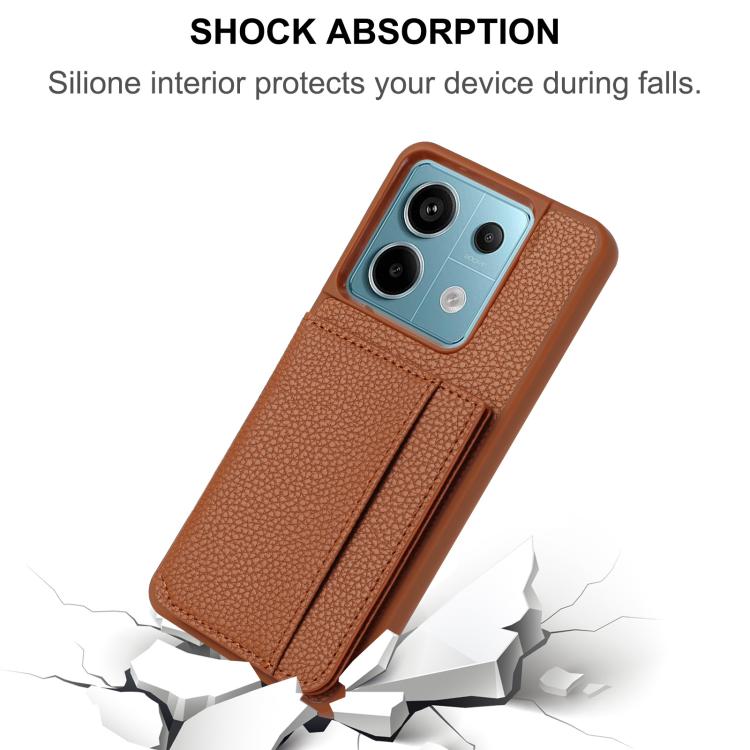 For Redmi Note 13 Pro 4G Global Litchi Pattern Magnetic Card Bag Holder Phone Case