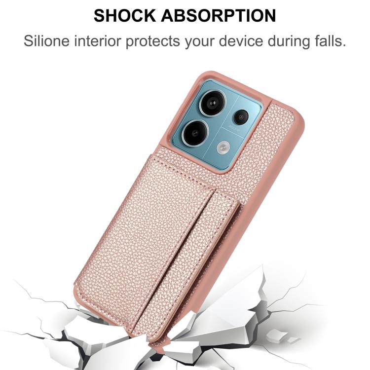 For Redmi Note 13 Pro 4G Global Litchi Pattern Magnetic Card Bag Holder Phone Case