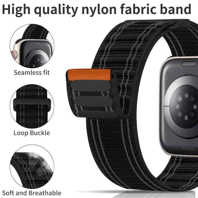 For Apple Watch 42 / 44 / 45 / 46 / 49mm xDfind Nylon Loop Woven Hook and Loop Fastener Watch Band