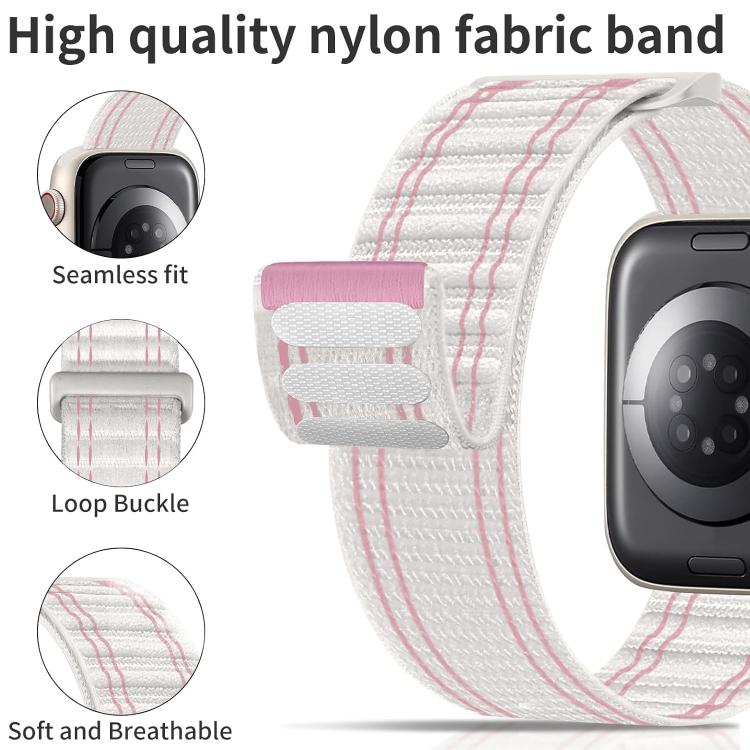 For Apple Watch 42 / 44 / 45 / 46 / 49mm xDfind Nylon Loop Woven Hook and Loop Fastener Watch Band