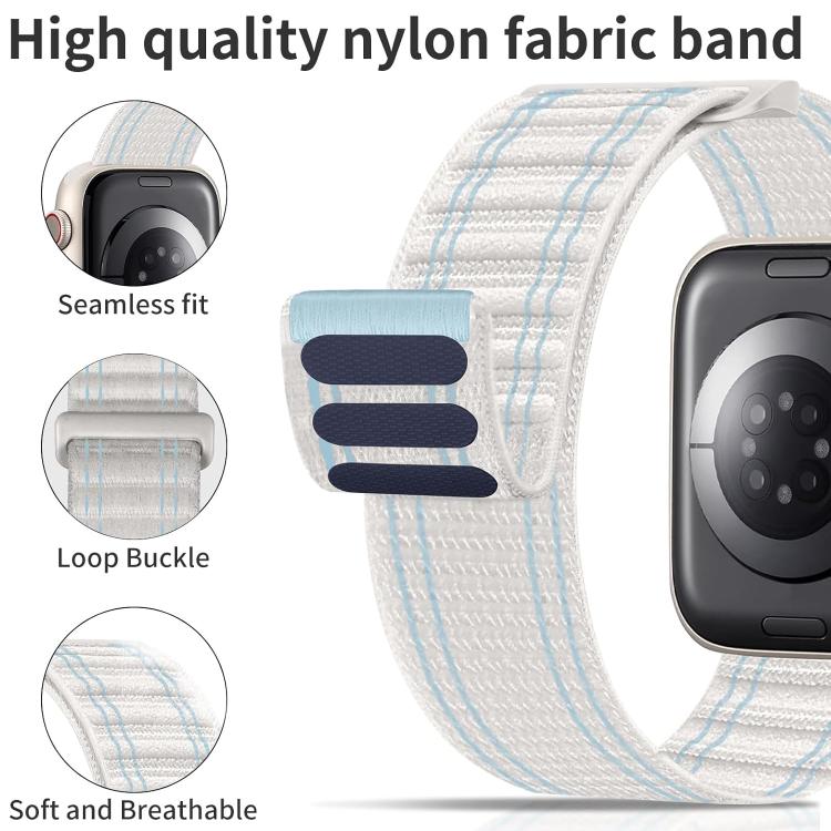 For Apple Watch 42 / 44 / 45 / 46 / 49mm xDfind Nylon Loop Woven Hook and Loop Fastener Watch Band