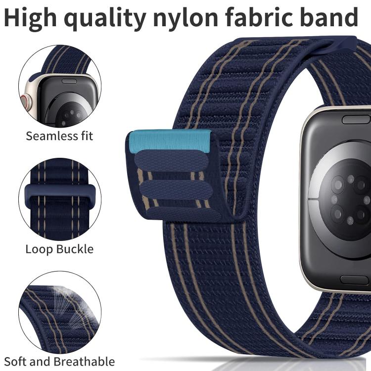 For Apple Watch 42 / 44 / 45 / 46 / 49mm xDfind Nylon Loop Woven Hook and Loop Fastener Watch Band