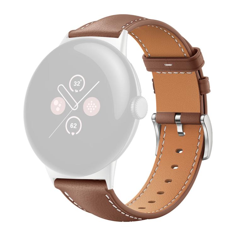 For Google Pixel Watch 4 / 3 45mm xDfind Flat Head Black Shark Fine Grain Leather Watch Band