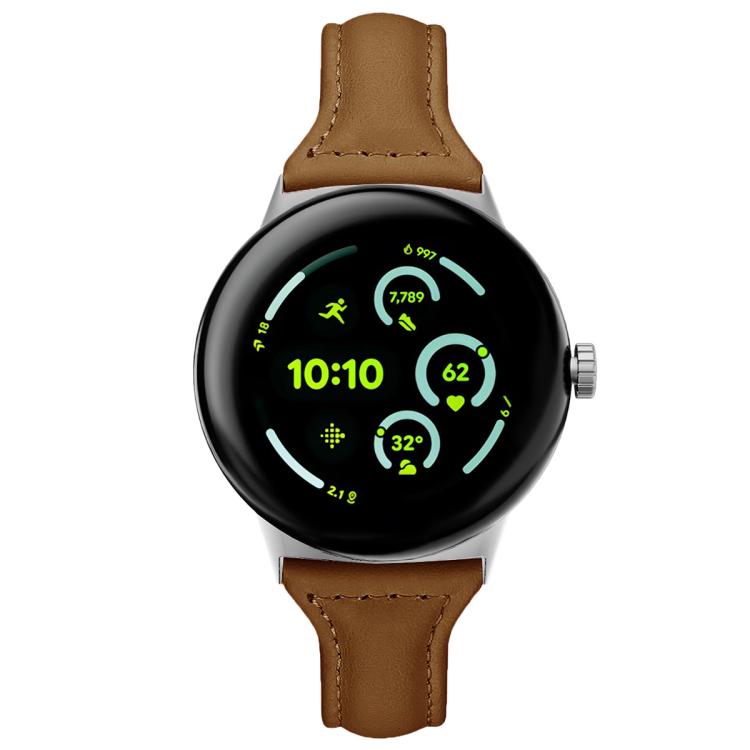 For Google Pixel Watch 4 / 3 45mm xDfind Slim Genuine Leather Watch Band