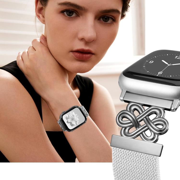 For Apple Watch 42 / 44 / 45 / 46 / 49mm xDfind Chinese Knot Nylon Braided Magnetic Buckle Watch Band