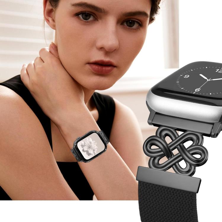 For Apple Watch 42 / 44 / 45 / 46 / 49mm xDfind Chinese Knot Nylon Braided Magnetic Buckle Watch Band