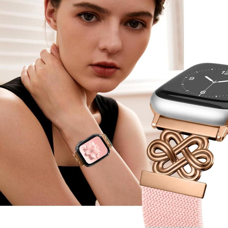 For Apple Watch 42 / 44 / 45 / 46 / 49mm xDfind Chinese Knot Nylon Braided Magnetic Buckle Watch Band