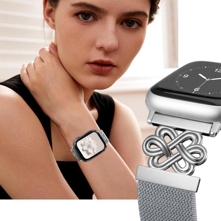 For Apple Watch 42 / 44 / 45 / 46 / 49mm xDfind Chinese Knot Nylon Braided Magnetic Buckle Watch Band