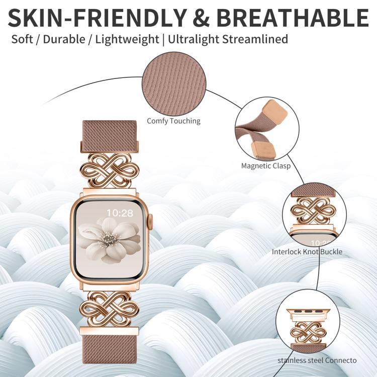 For Apple Watch 42 / 44 / 45 / 46 / 49mm xDfind Chinese Knot Nylon Braided Magnetic Buckle Watch Band