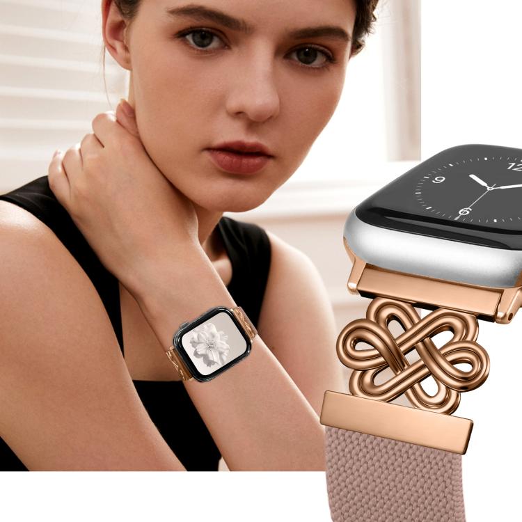 For Apple Watch 42 / 44 / 45 / 46 / 49mm xDfind Chinese Knot Nylon Braided Magnetic Buckle Watch Band