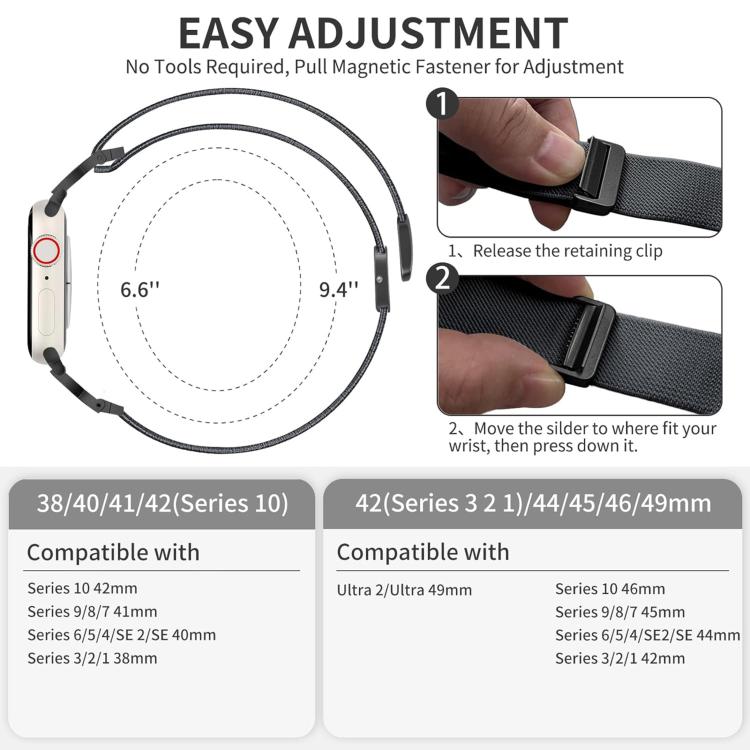 For Apple Watch 42 / 44 / 45 / 46 / 49mm xDfind Chinese Knot Nylon Braided Magnetic Buckle Watch Band
