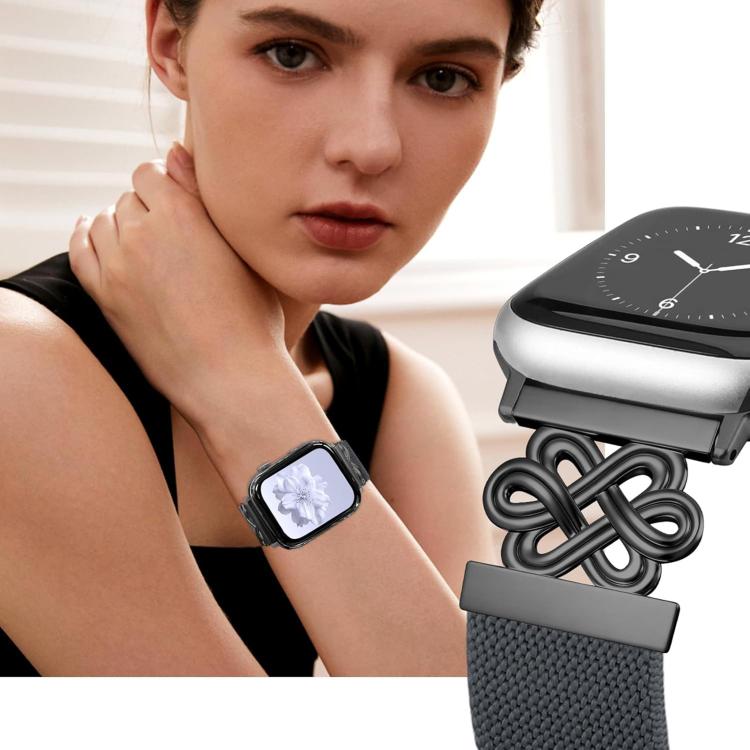 For Apple Watch 42 / 44 / 45 / 46 / 49mm xDfind Chinese Knot Nylon Braided Magnetic Buckle Watch Band