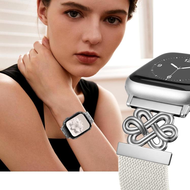 For Apple Watch 42 / 44 / 45 / 46 / 49mm xDfind Chinese Knot Nylon Braided Magnetic Buckle Watch Band