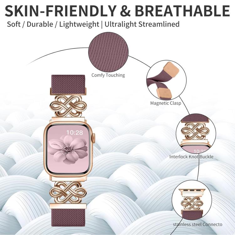 For Apple Watch 42 / 44 / 45 / 46 / 49mm xDfind Chinese Knot Nylon Braided Magnetic Buckle Watch Band
