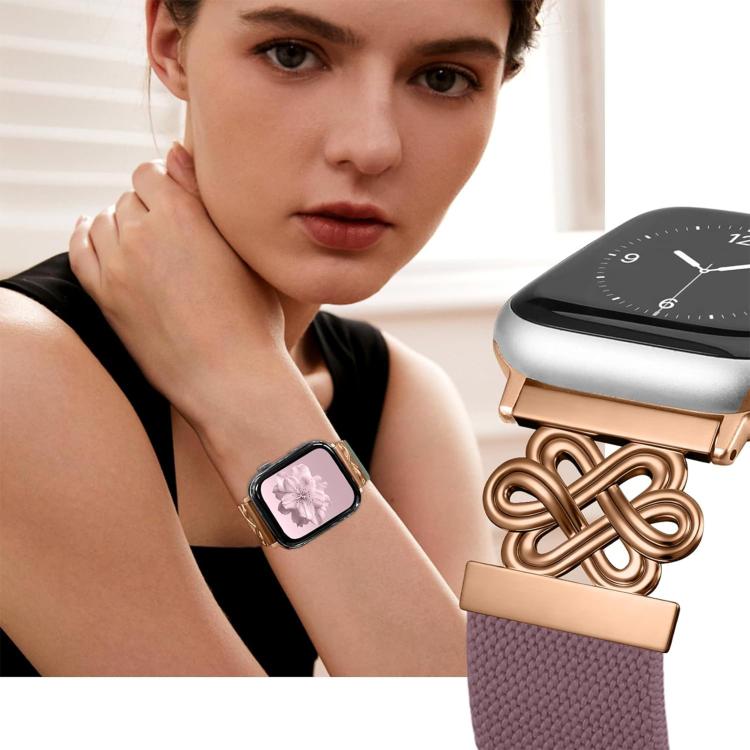For Apple Watch 42 / 44 / 45 / 46 / 49mm xDfind Chinese Knot Nylon Braided Magnetic Buckle Watch Band