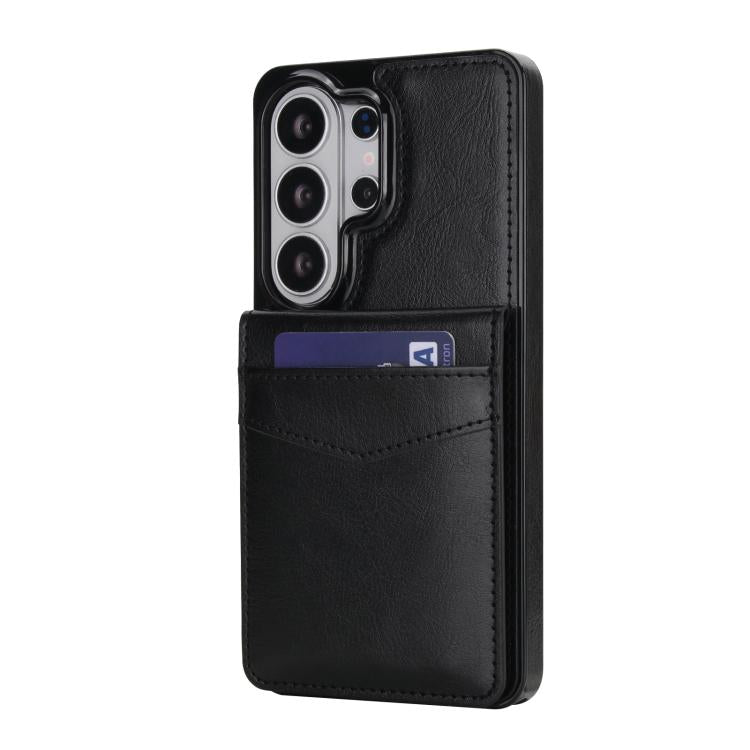 For Samsung Galaxy S26 Ultra 5G Solid Color Card Slots Bracket PU Phone Case