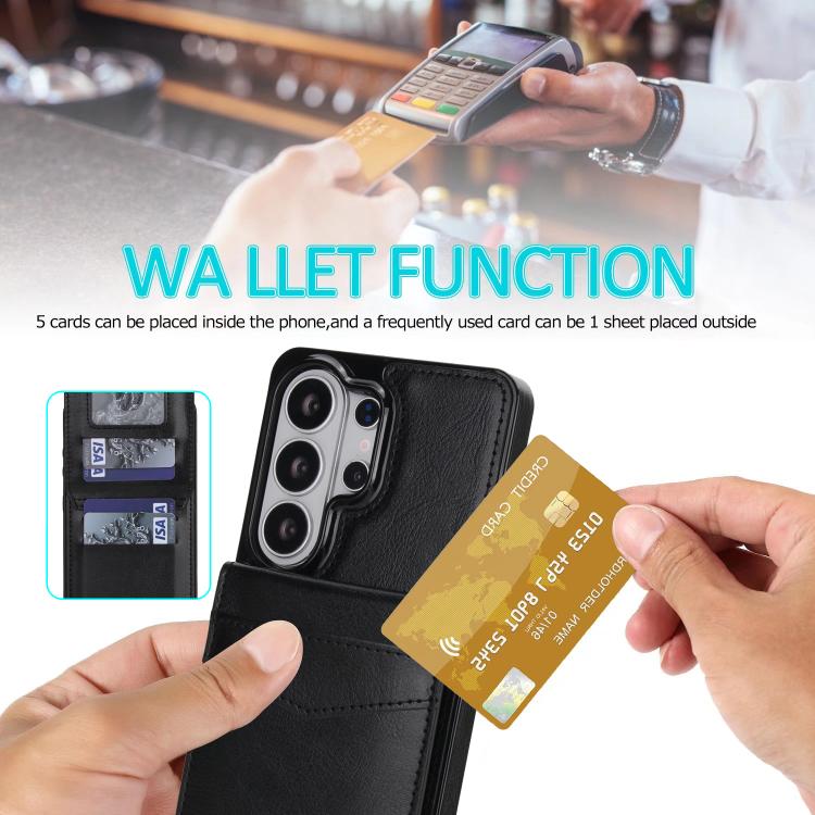 For Samsung Galaxy S26 Ultra 5G Solid Color Card Slots Bracket PU Phone Case
