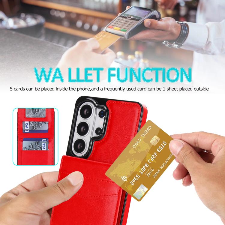 For Samsung Galaxy S26 Ultra 5G Solid Color Card Slots Bracket PU Phone Case