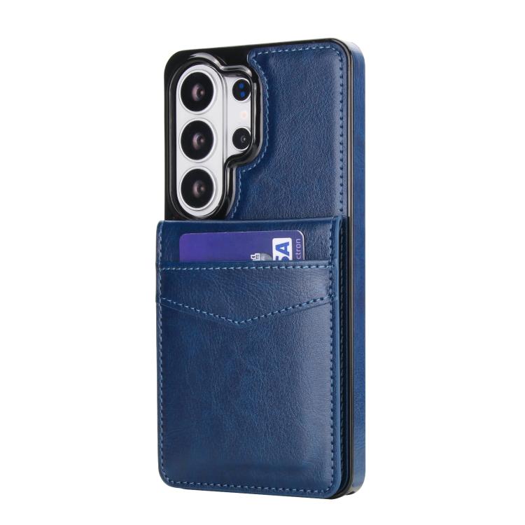 For Samsung Galaxy S26 Ultra 5G Solid Color Card Slots Bracket PU Phone Case